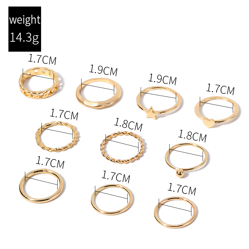 Fashion Star Stripe Heart Shape Alloy Womenu0027S Rings 1 Set