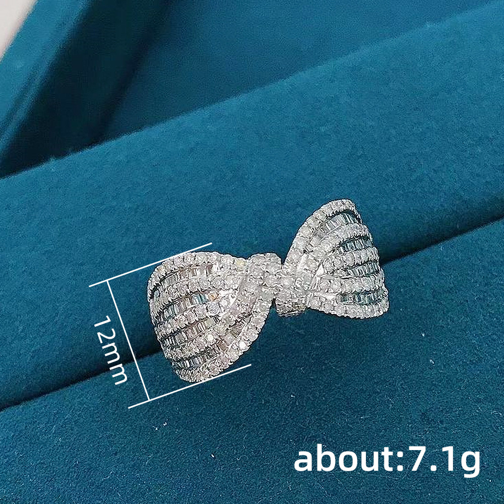 Fashion Bow Knot Copper Inlay Artificial Diamond Rings 1 Piece
