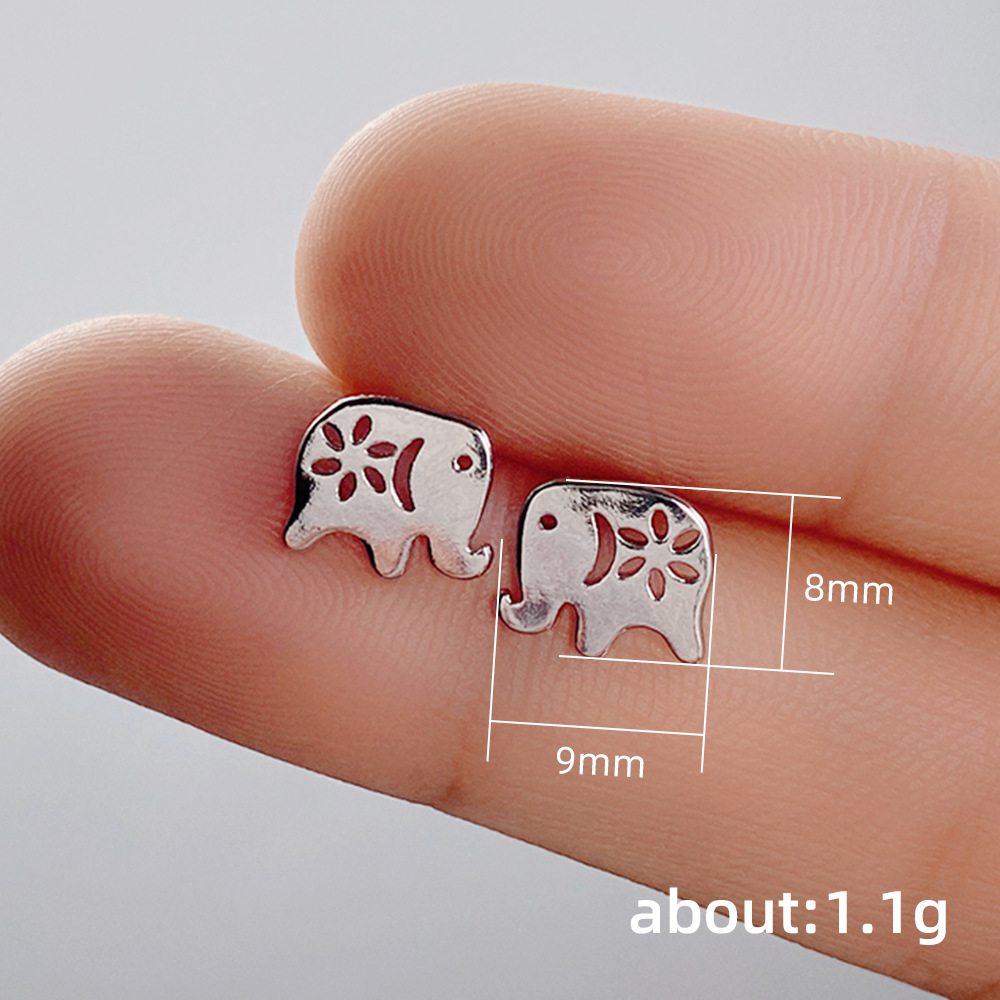 Fashion Flower Elephant Copper Plating Hollow Out Ear Studs 1 Pair