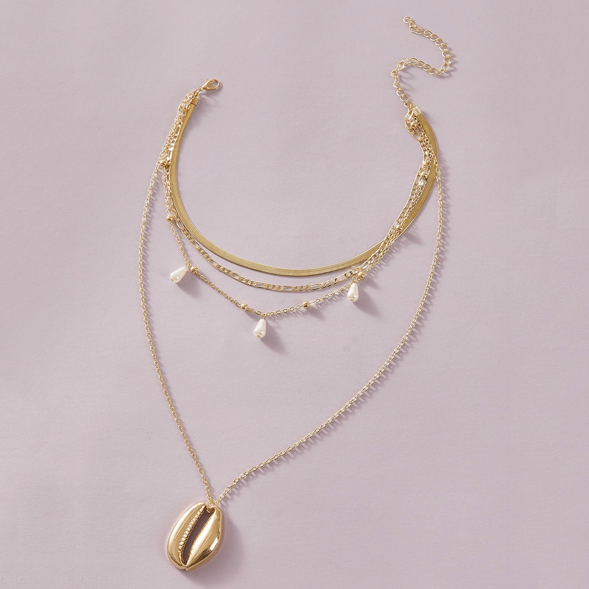 Simple Style Shell Alloy Plating Womenu0027S Layered Necklaces 1 Piece