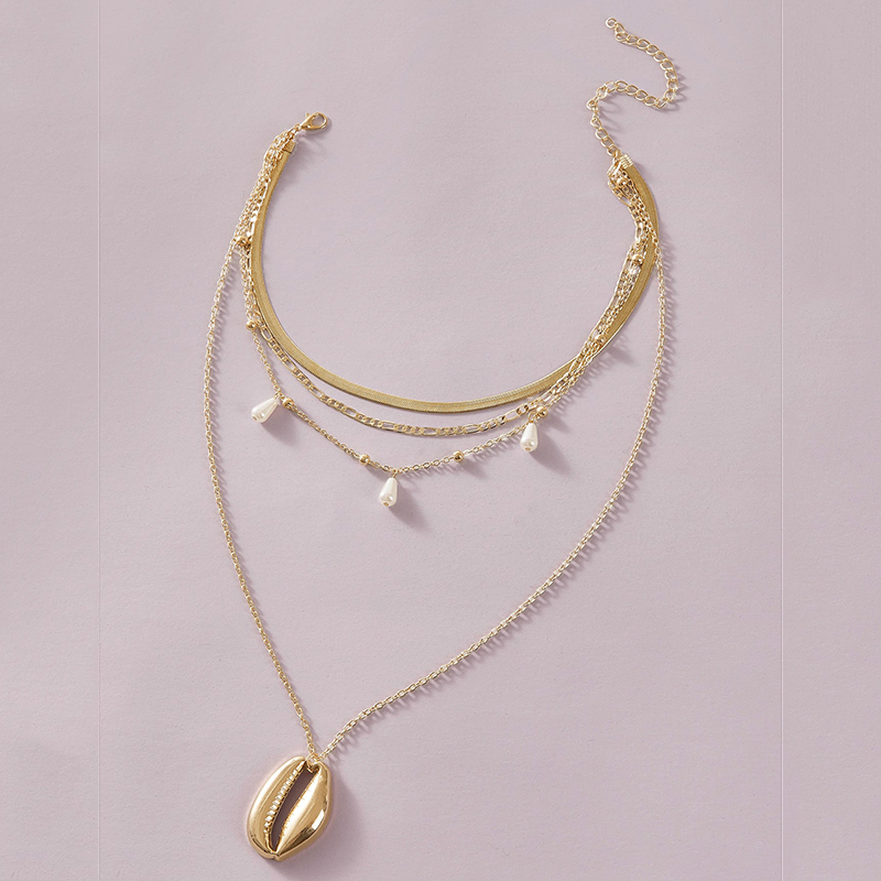 Simple Style Shell Alloy Plating Womenu0027S Layered Necklaces 1 Piece