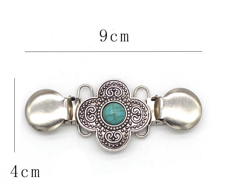 Fashion Flower Alloy Plating Inlay Turquoise Crystal Womenu0027S Sweater Clip 1 Piece