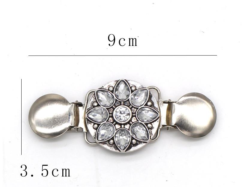 Fashion Flower Alloy Plating Inlay Turquoise Crystal Womenu0027S Sweater Clip 1 Piece