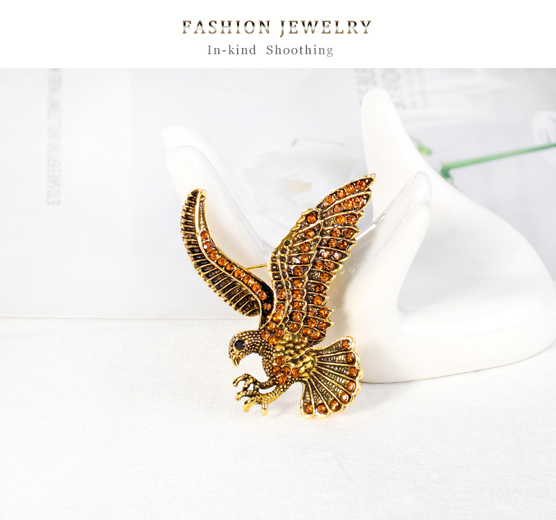 Fashion Eagle Alloy Inlay Rhinestones Unisex Brooches 1 Piece