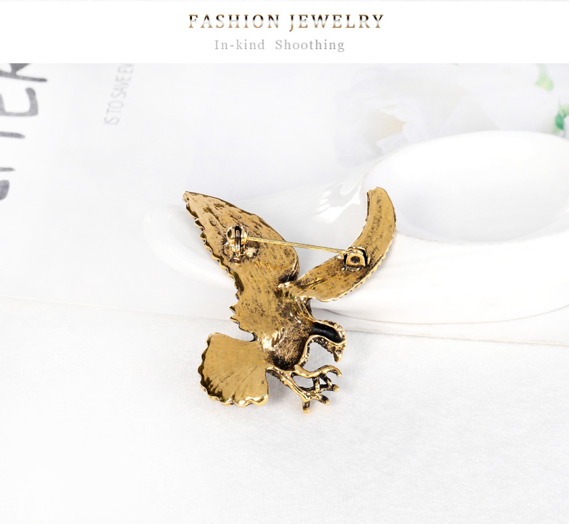Fashion Eagle Alloy Inlay Rhinestones Unisex Brooches 1 Piece