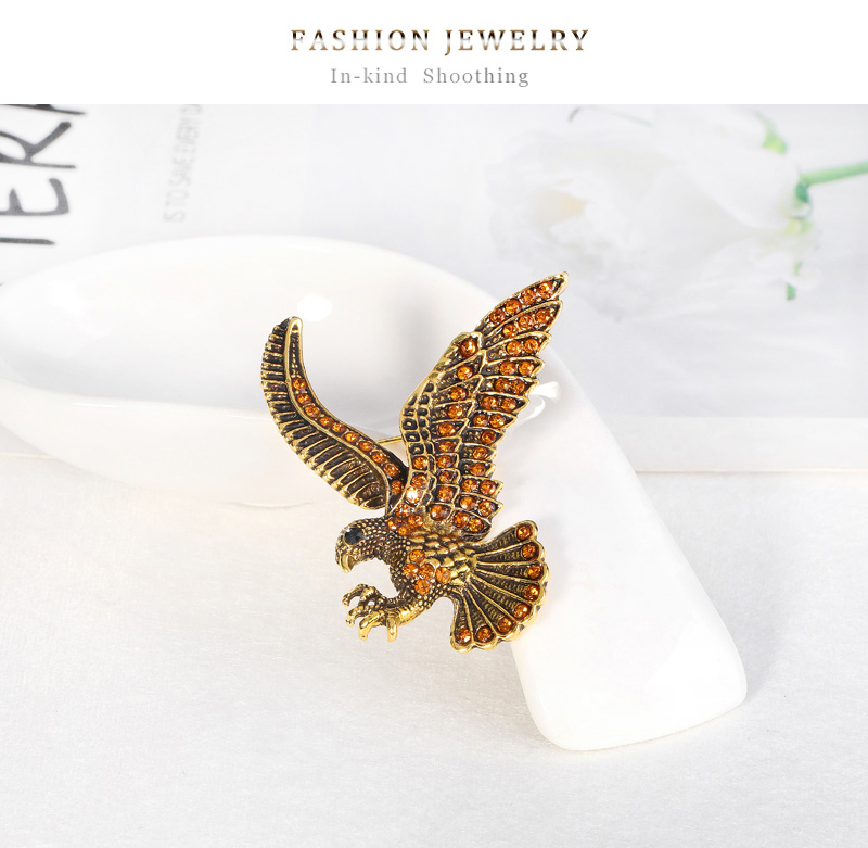 Fashion Eagle Alloy Inlay Rhinestones Unisex Brooches 1 Piece