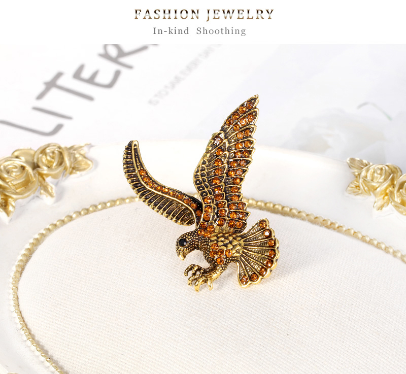 Fashion Eagle Alloy Inlay Rhinestones Unisex Brooches 1 Piece