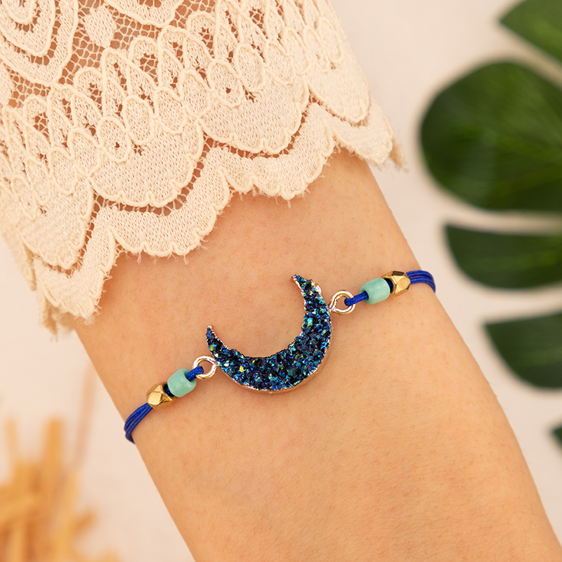 Fashion Moon Alloy Beaded Unisex Bracelets 1 Piece