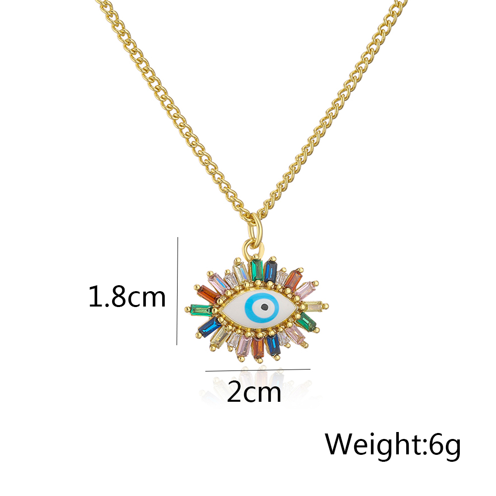 Fashion Devilu0027S Eye Copper Enamel Gold Plated Zircon Pendant Necklace