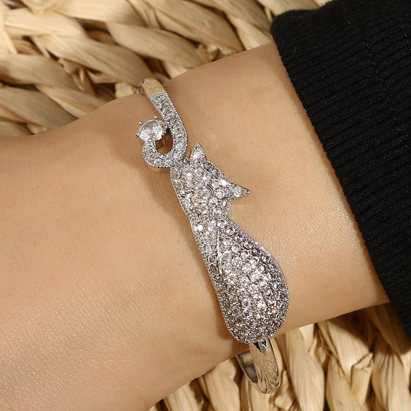 Fashion Cat Alloy Inlay Zircon Womenu0027S Bangle 1 Piece