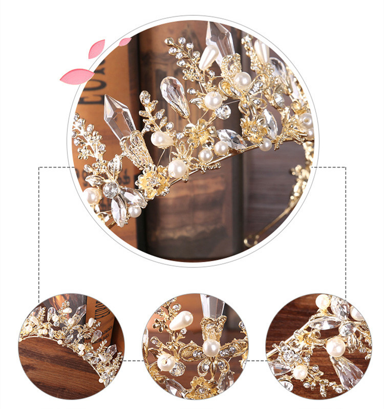 Baroque Style Flower Alloy Crystal Pearl Inlay Rhinestones 1 Piece