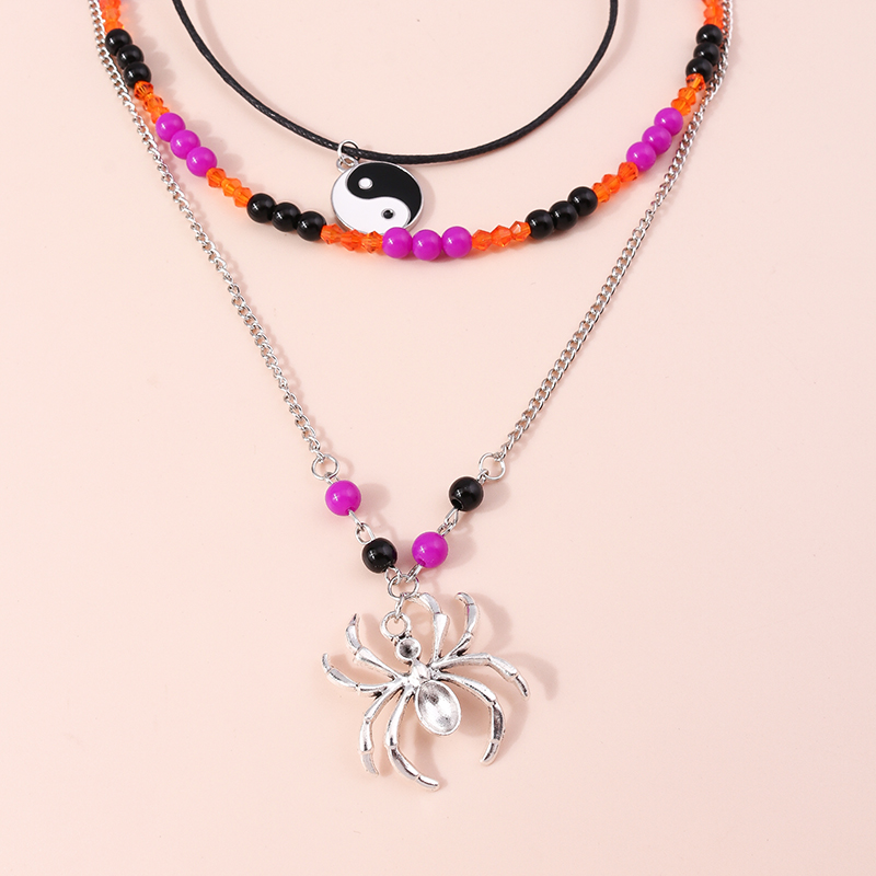 Punk Spider Synthetic Resin Alloy Beaded Womenu0027S Layered Necklaces