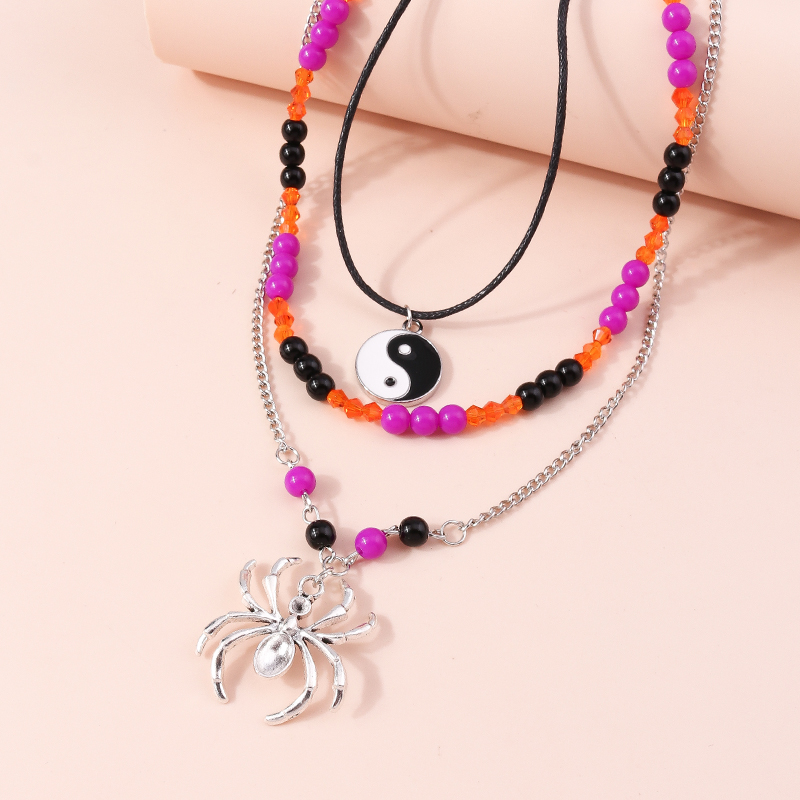 Punk Spider Synthetic Resin Alloy Beaded Womenu0027S Layered Necklaces