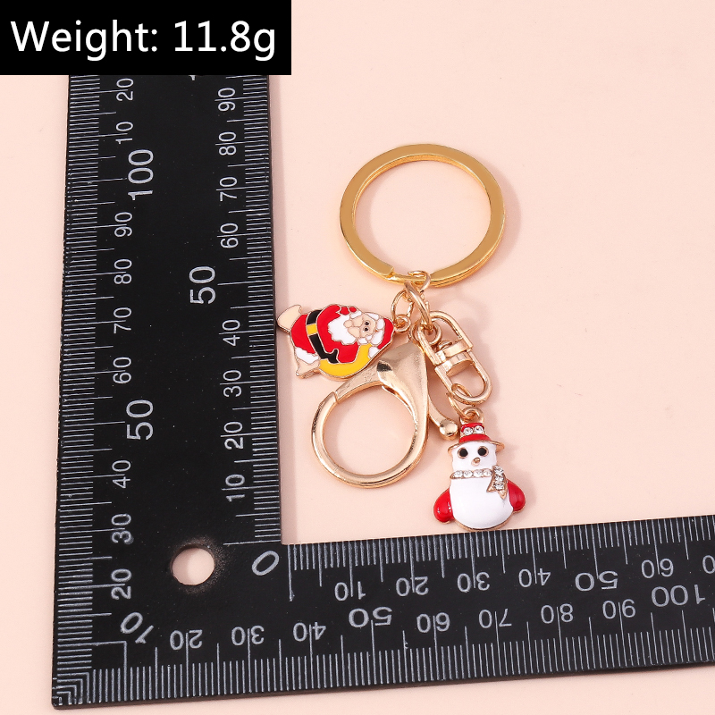 Cute Santa Claus Alloy Bag Pendant Keychain 1 Piece