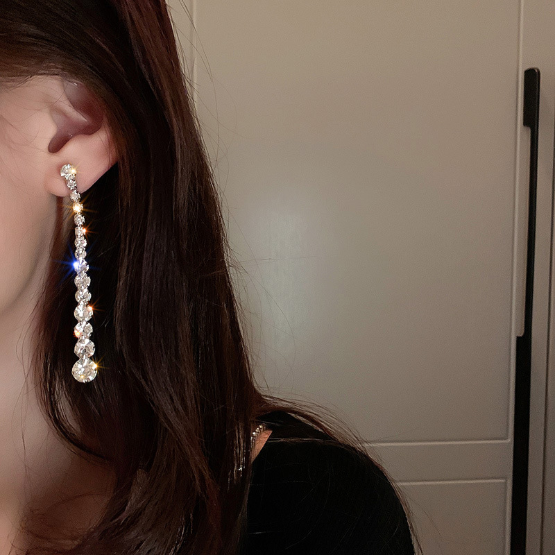 Retro Geometric Copper Inlay Zircon Drop Earrings 1 Pair