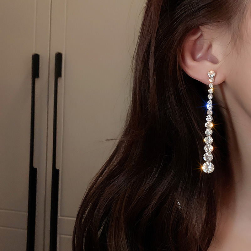 Retro Geometric Copper Inlay Zircon Drop Earrings 1 Pair