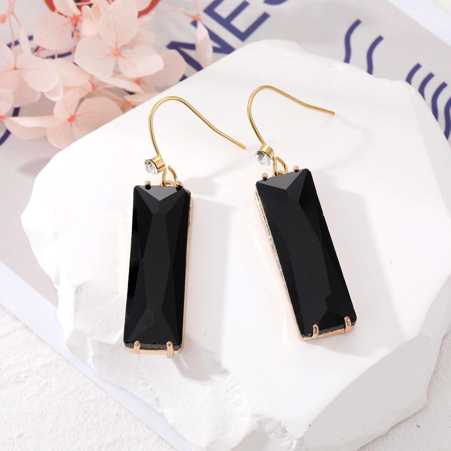 Fashion Square Resin Glass Inlay Zircon Womenu0027S Drop Earrings 1 Pair