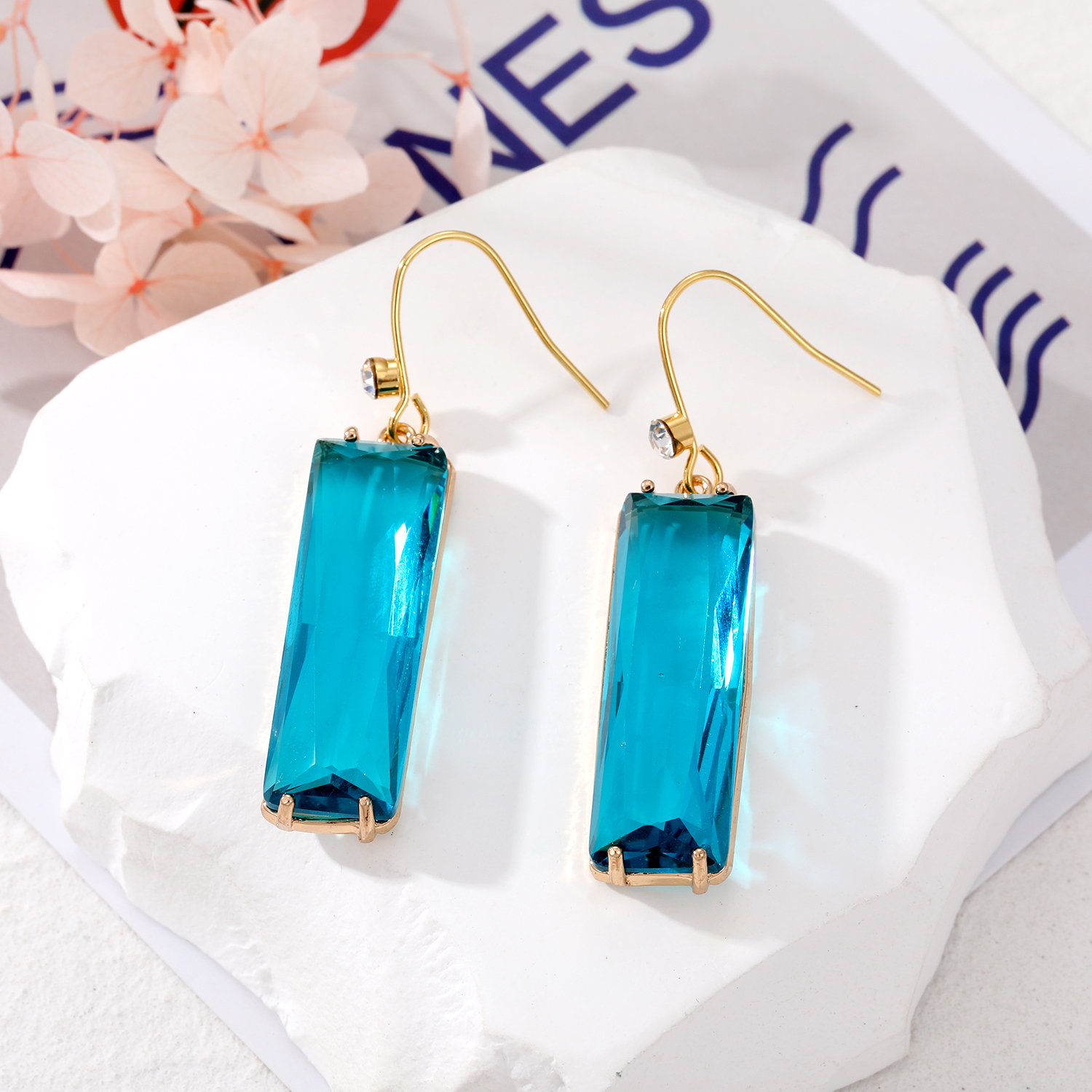 Fashion Square Resin Glass Inlay Zircon Womenu0027S Drop Earrings 1 Pair