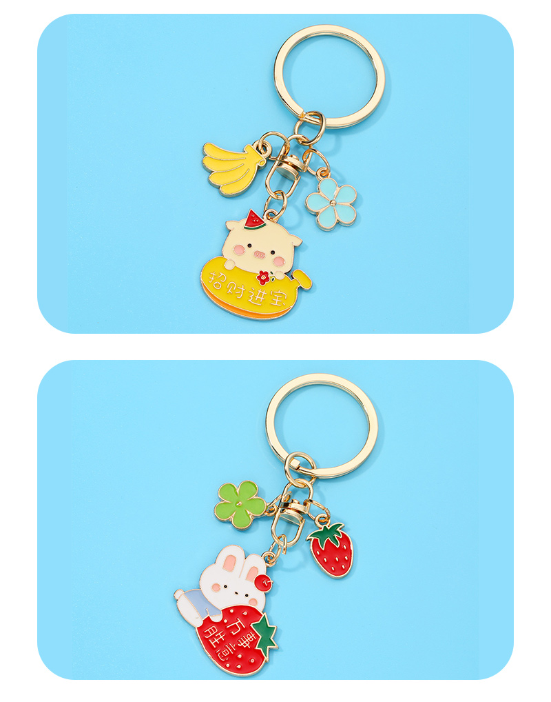 Cute Human Animal Fruit Alloy Enamel Bag Pendant Keychain 1 Piece