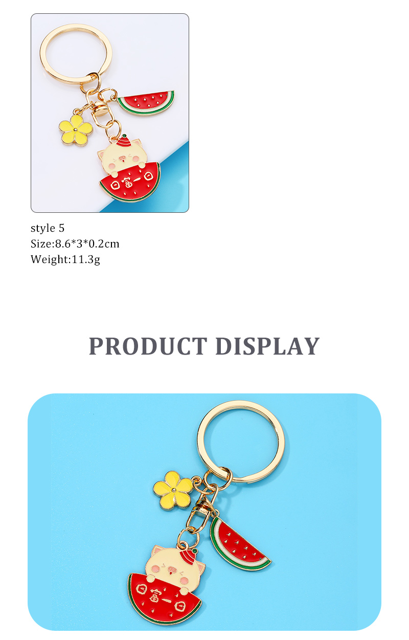 Cute Human Animal Fruit Alloy Enamel Bag Pendant Keychain 1 Piece