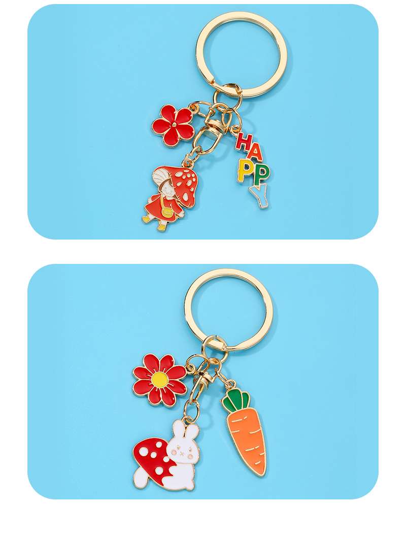 Cute Human Animal Fruit Alloy Enamel Bag Pendant Keychain 1 Piece