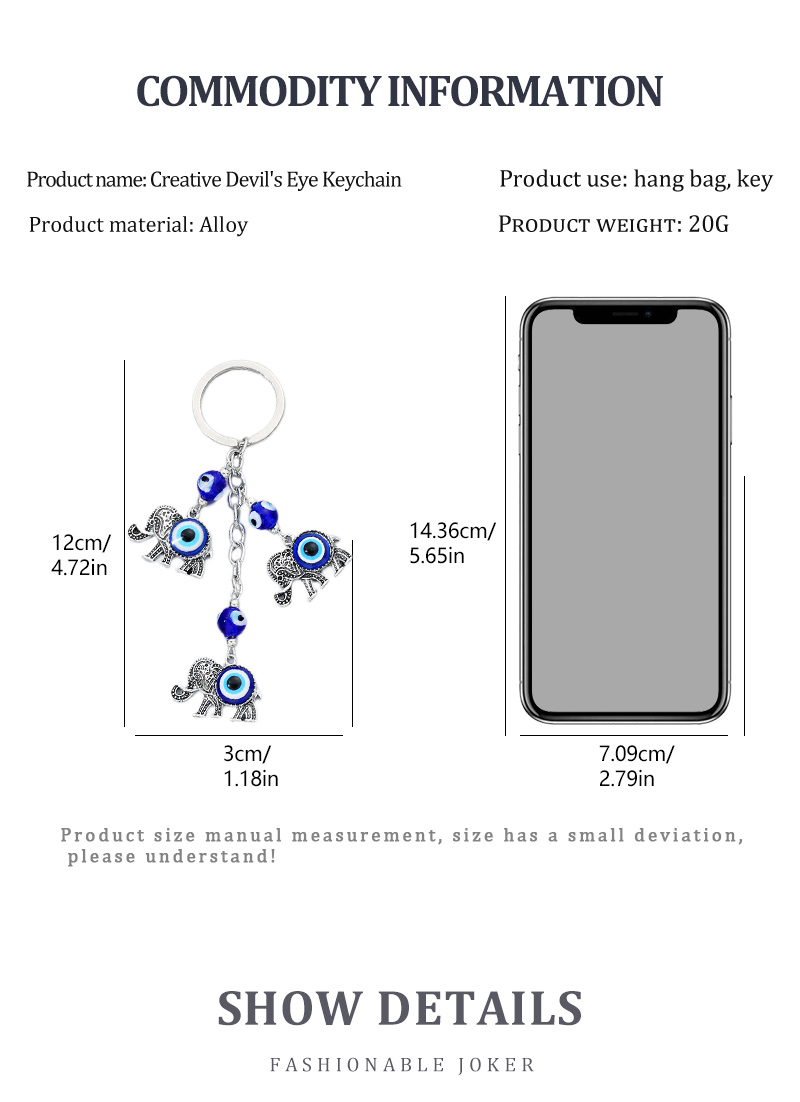 Fashion Devilu0027S Eye Alloy Plating Rhinestones Bag Pendant Keychain 1 Piece