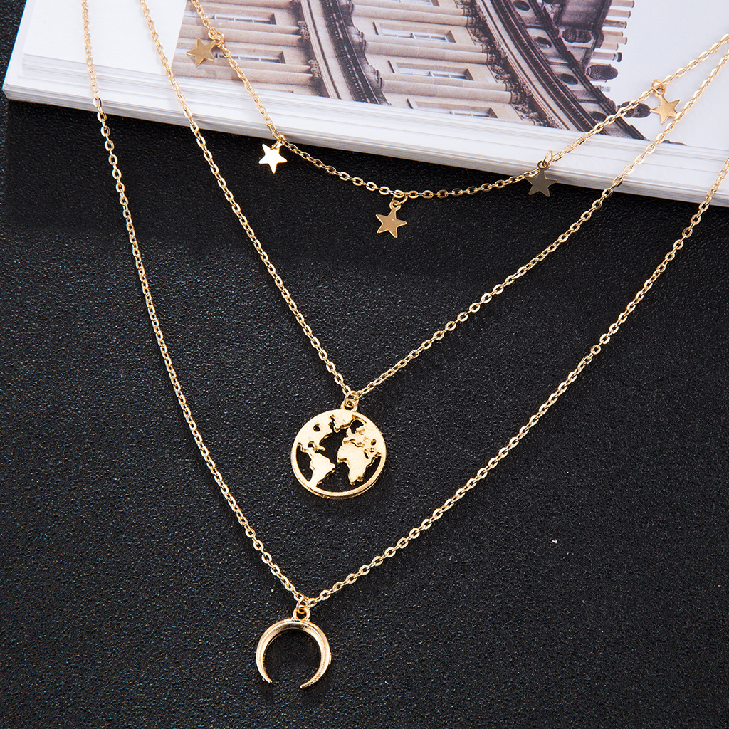 Fashion Star Moon Alloy Plating Womenu0027S Layered Necklaces 1 Piece