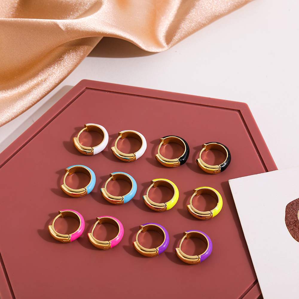 Fashion C Shape Alloy Enamel Womenu0027S Hoop Earrings 1 Pair