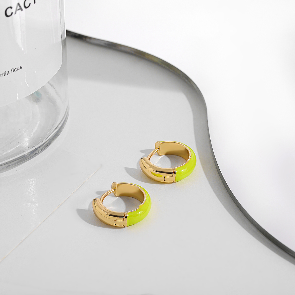 Fashion C Shape Alloy Enamel Womenu0027S Hoop Earrings 1 Pair