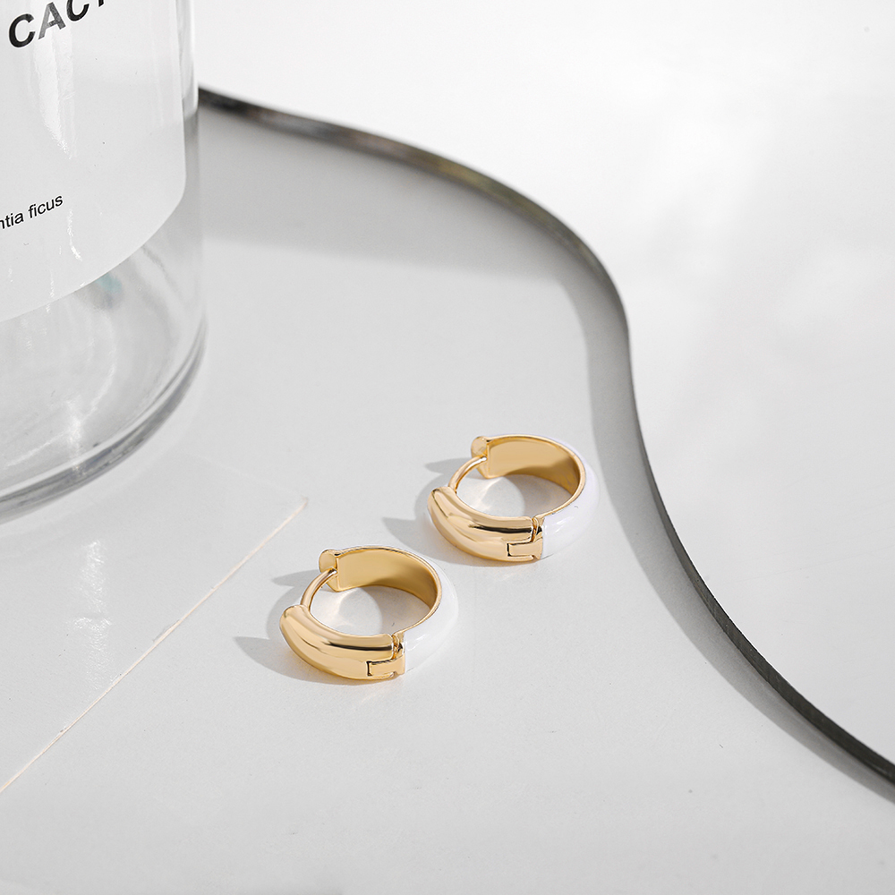 Fashion C Shape Alloy Enamel Womenu0027S Hoop Earrings 1 Pair