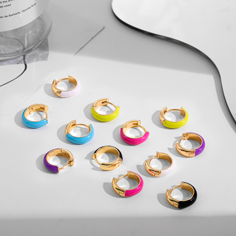 Fashion C Shape Alloy Enamel Womenu0027S Hoop Earrings 1 Pair