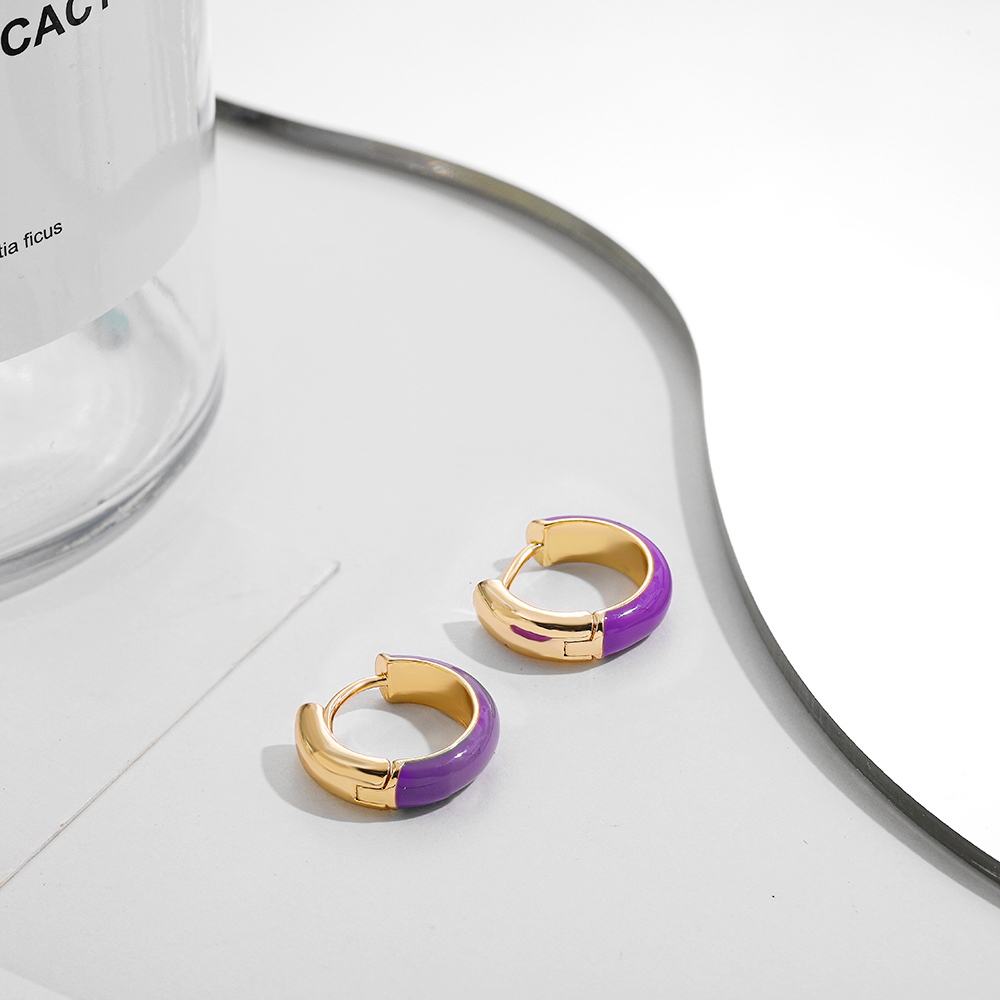 Fashion C Shape Alloy Enamel Womenu0027S Hoop Earrings 1 Pair