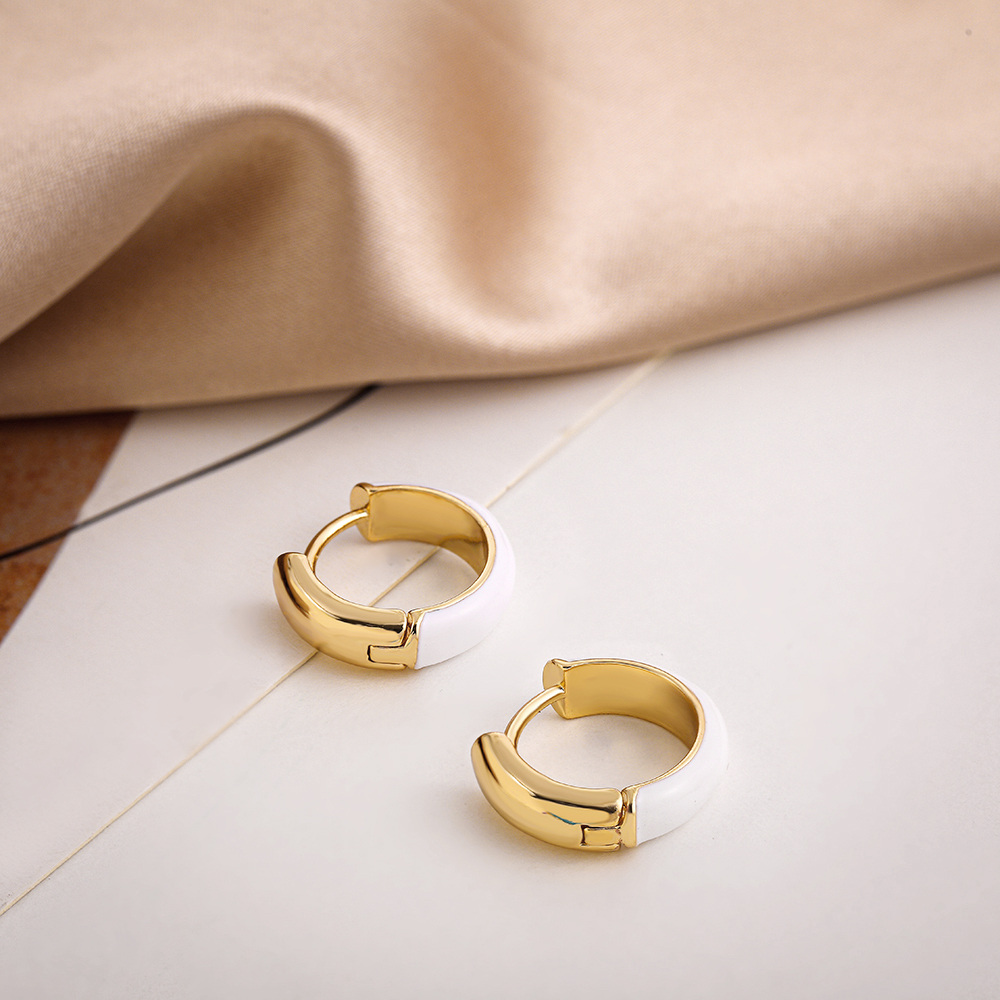 Fashion C Shape Alloy Enamel Womenu0027S Hoop Earrings 1 Pair