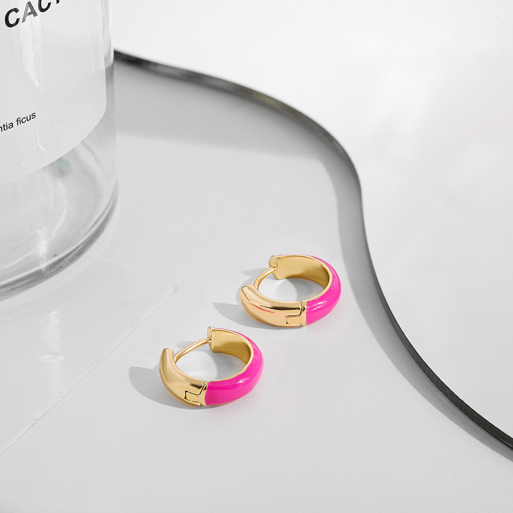 Fashion C Shape Alloy Enamel Womenu0027S Hoop Earrings 1 Pair
