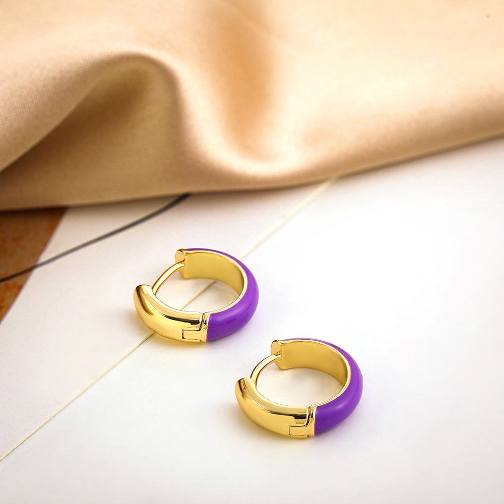 Fashion C Shape Alloy Enamel Womenu0027S Hoop Earrings 1 Pair