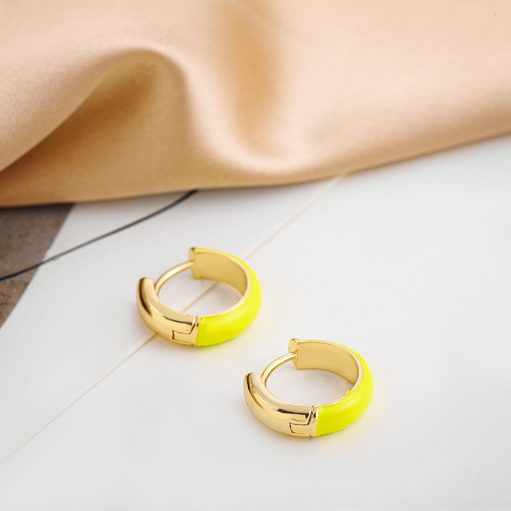 Fashion C Shape Alloy Enamel Womenu0027S Hoop Earrings 1 Pair