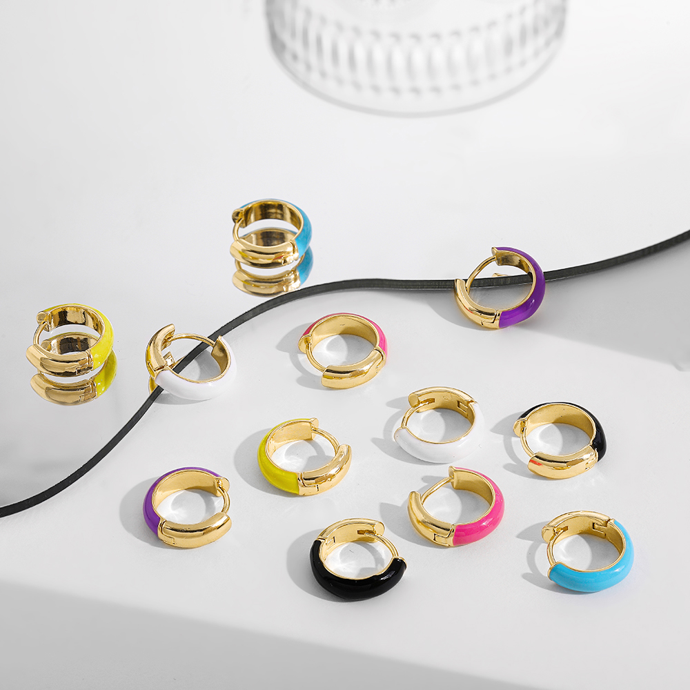 Fashion C Shape Alloy Enamel Womenu0027S Hoop Earrings 1 Pair