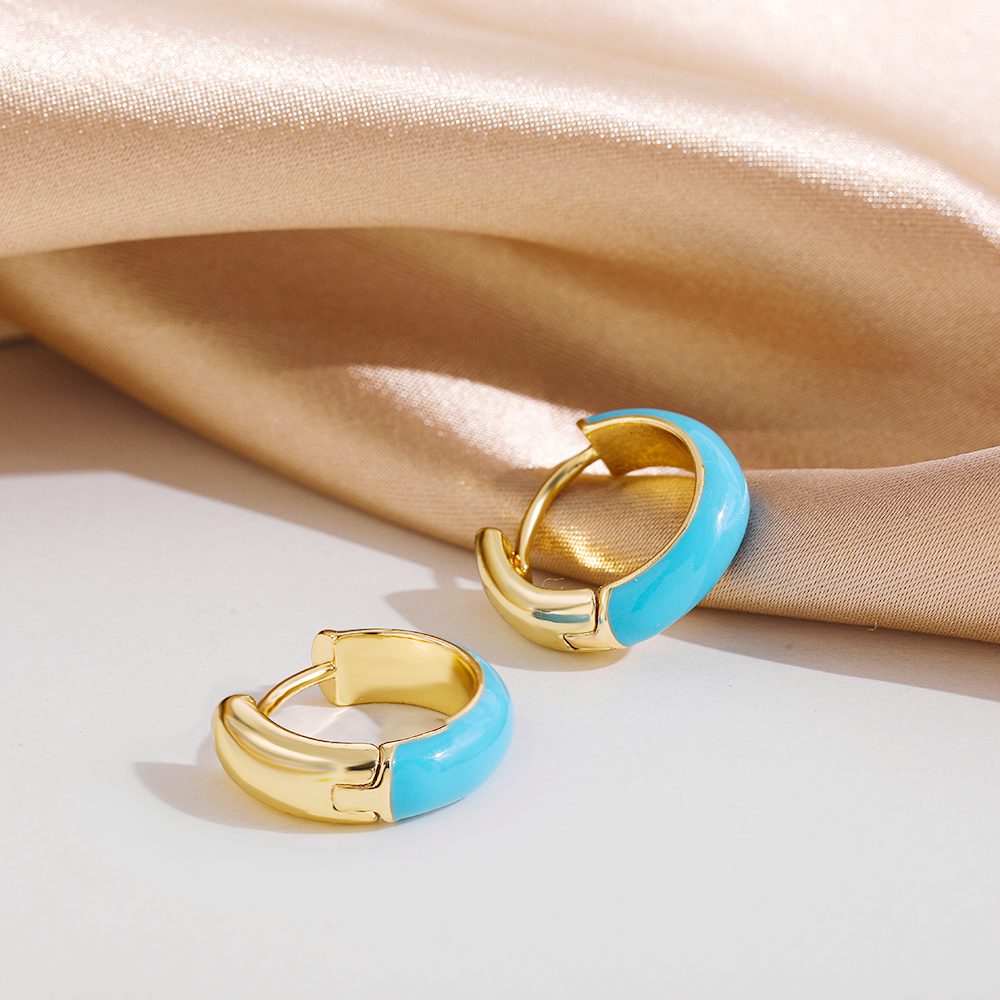 Fashion C Shape Alloy Enamel Womenu0027S Hoop Earrings 1 Pair
