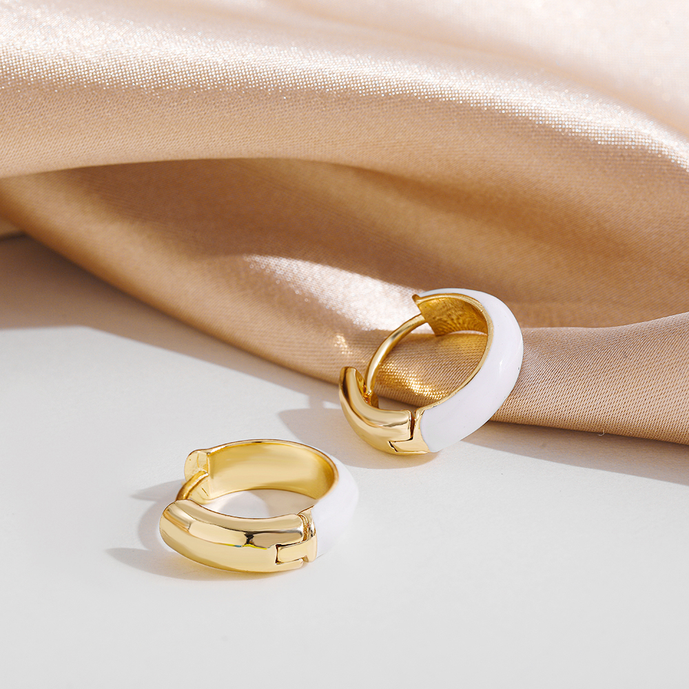 Fashion C Shape Alloy Enamel Womenu0027S Hoop Earrings 1 Pair