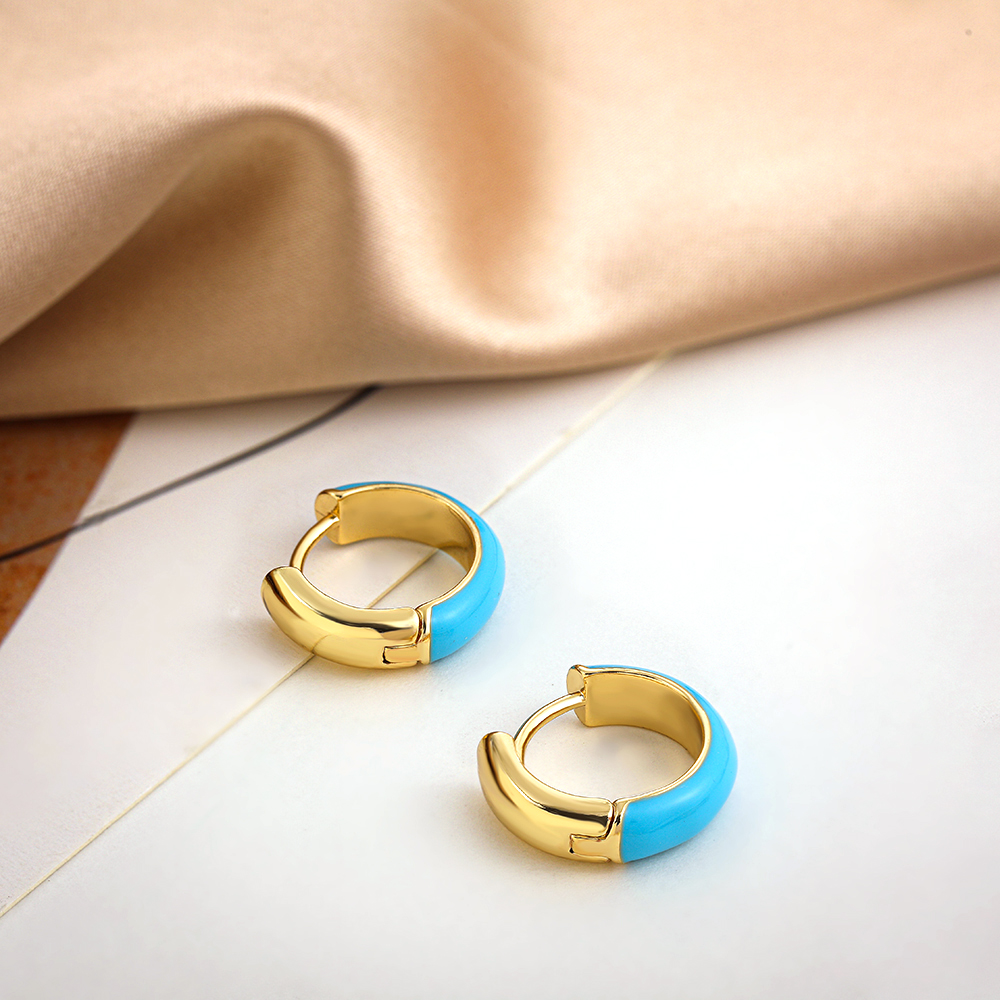 Fashion C Shape Alloy Enamel Womenu0027S Hoop Earrings 1 Pair