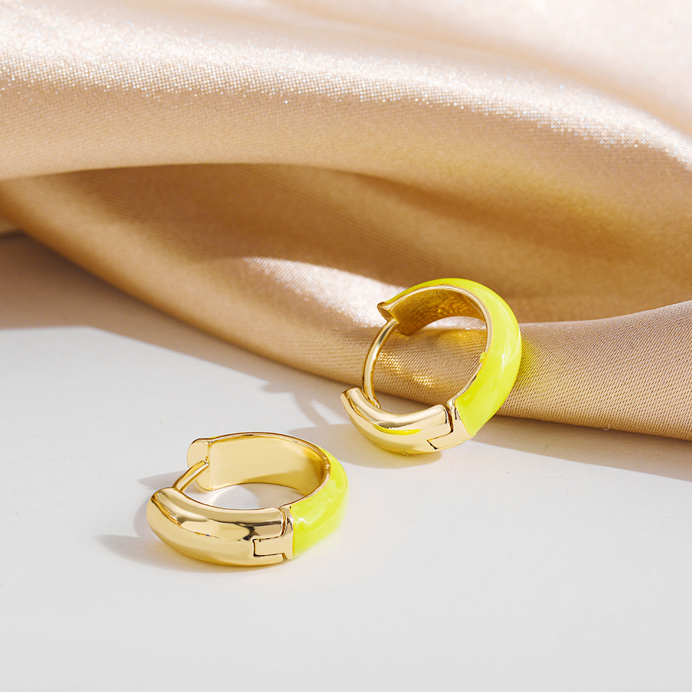 Fashion C Shape Alloy Enamel Womenu0027S Hoop Earrings 1 Pair