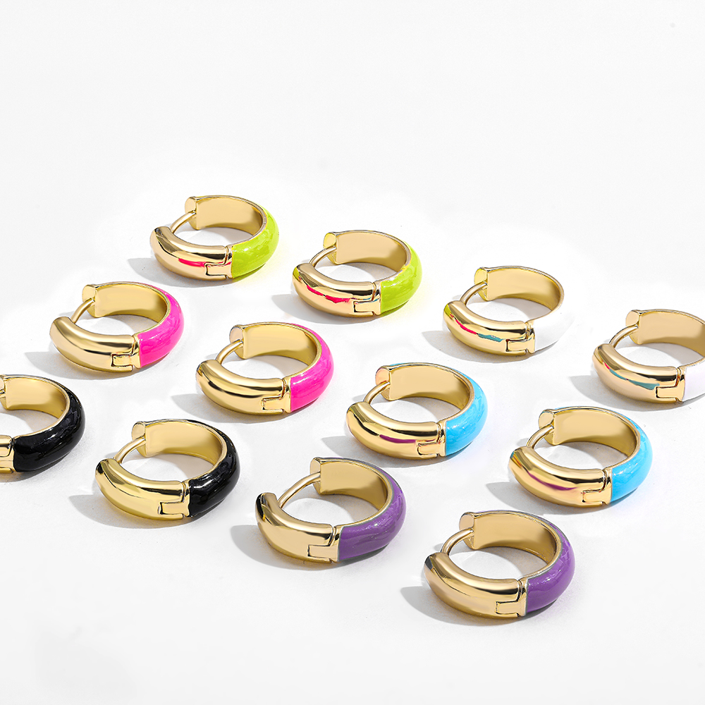 Fashion C Shape Alloy Enamel Womenu0027S Hoop Earrings 1 Pair