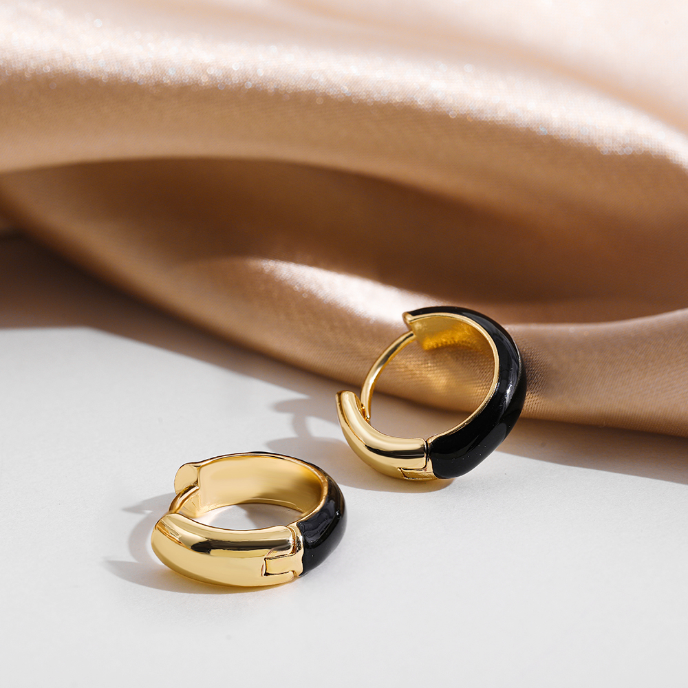 Fashion C Shape Alloy Enamel Womenu0027S Hoop Earrings 1 Pair
