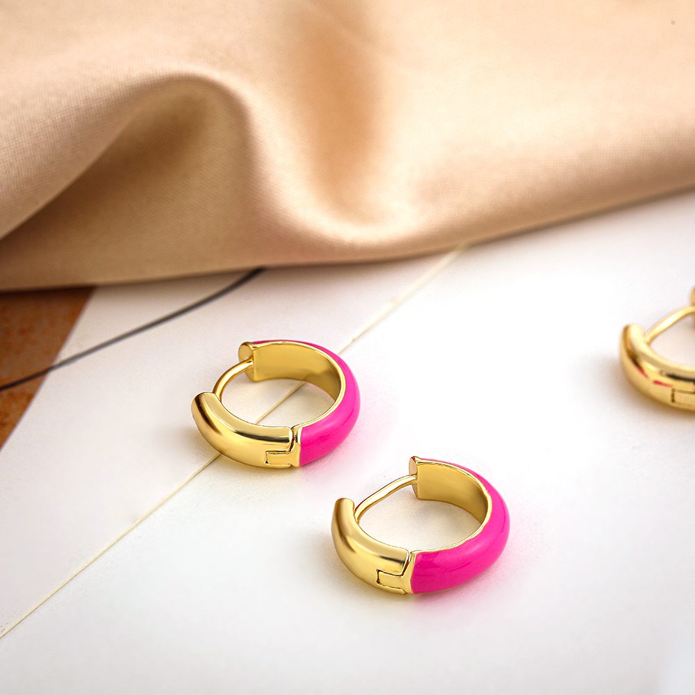 Fashion C Shape Alloy Enamel Womenu0027S Hoop Earrings 1 Pair