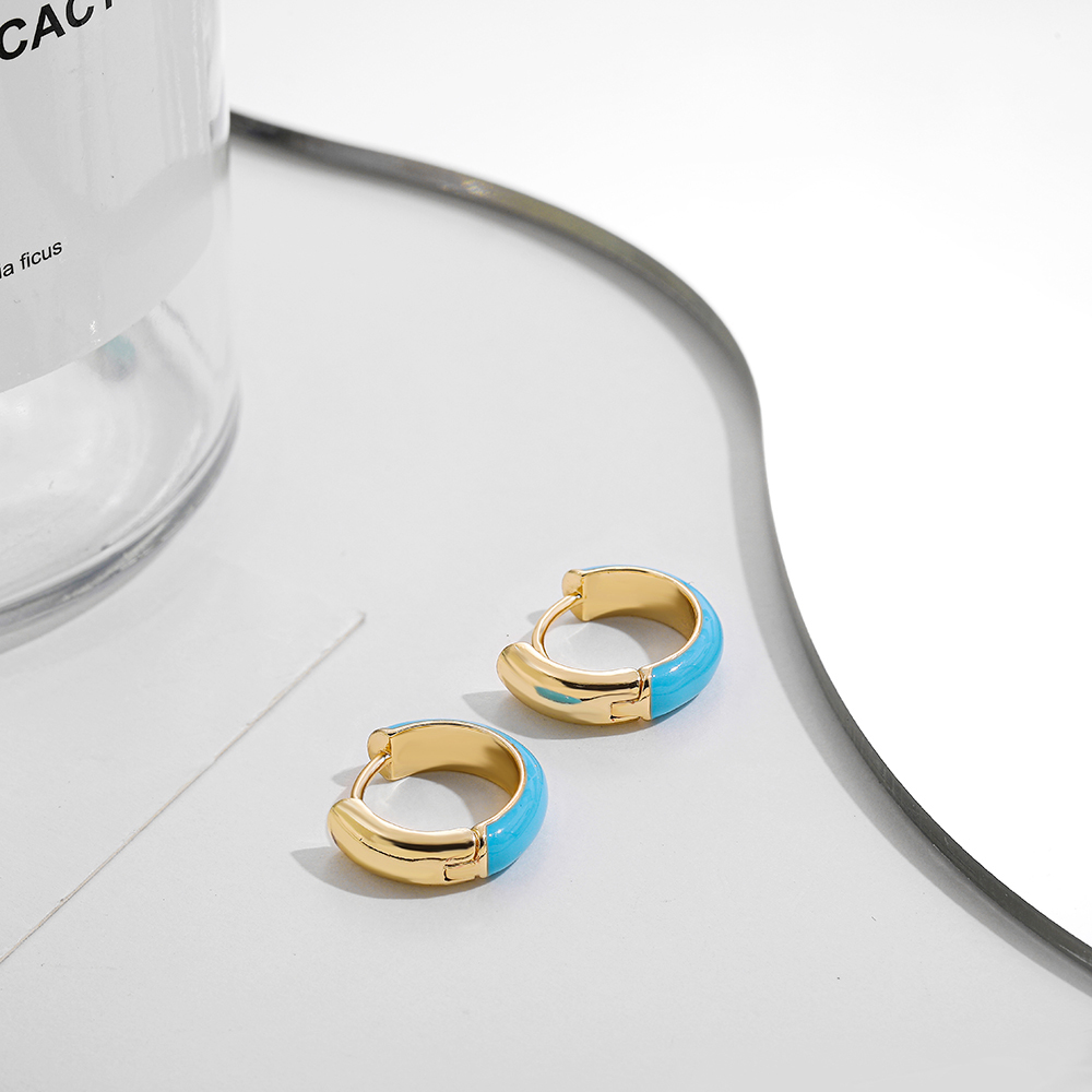 Fashion C Shape Alloy Enamel Womenu0027S Hoop Earrings 1 Pair
