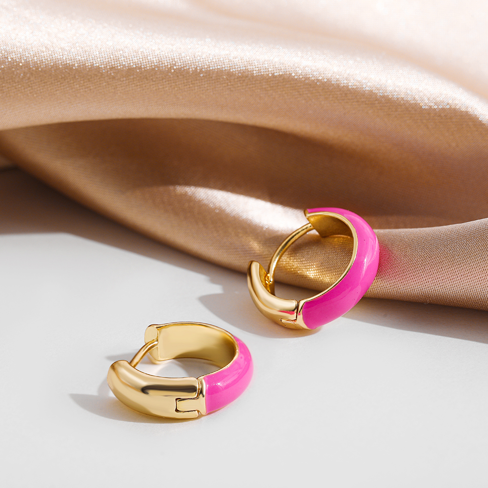 Fashion C Shape Alloy Enamel Womenu0027S Hoop Earrings 1 Pair
