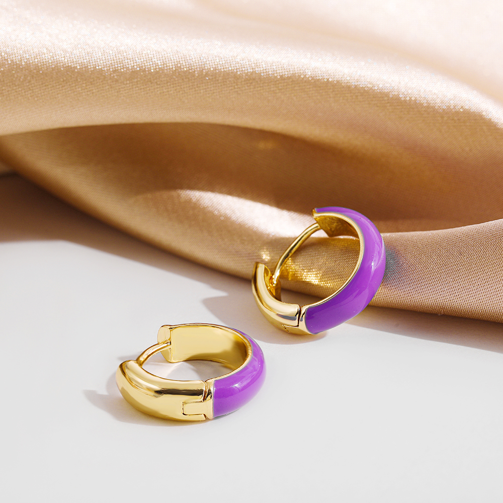 Fashion C Shape Alloy Enamel Womenu0027S Hoop Earrings 1 Pair