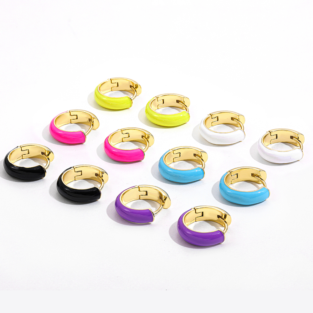 Fashion C Shape Alloy Enamel Womenu0027S Hoop Earrings 1 Pair