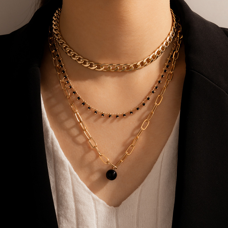 Fashion Geometric Alloy Plating Unisex Layered Necklaces