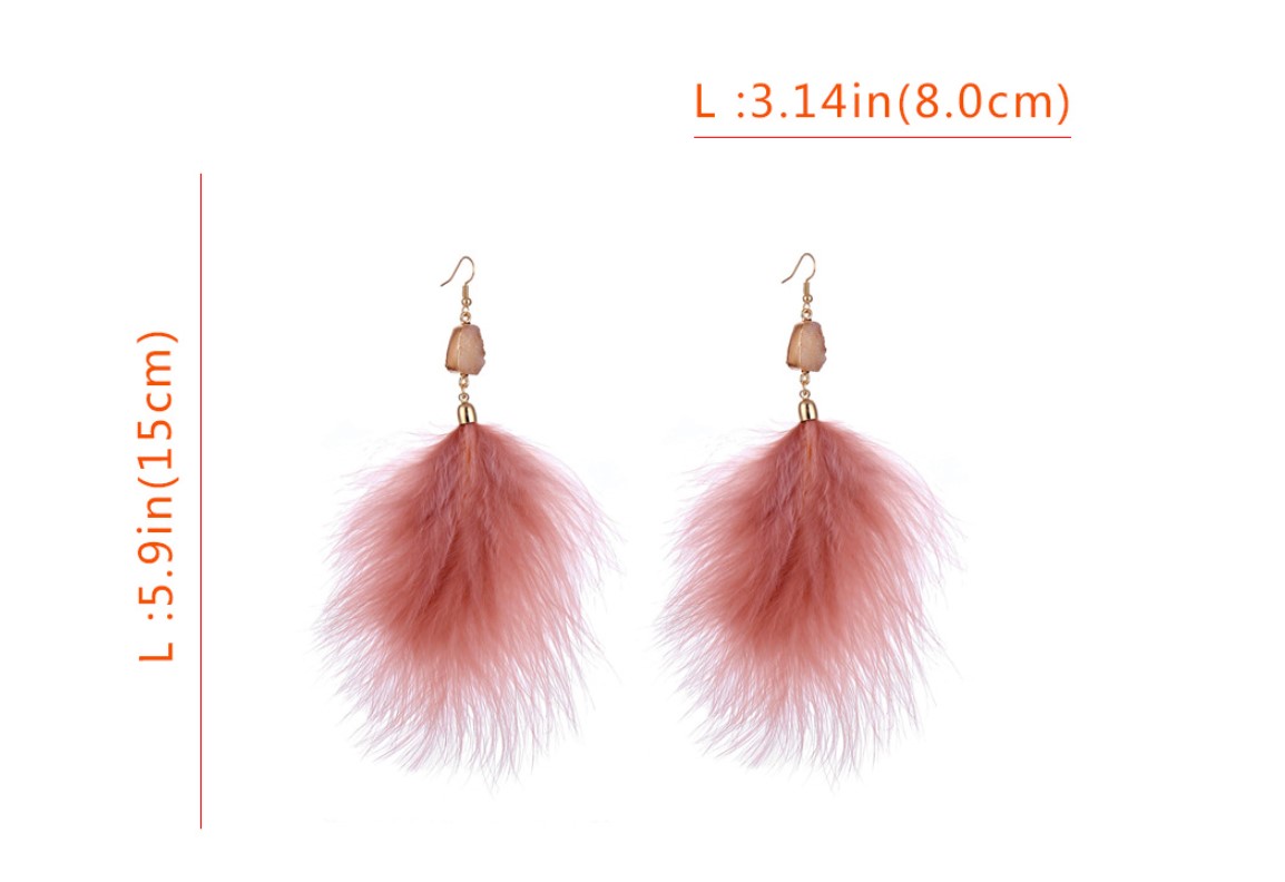 Fashion Geometric Feather Tassel Womenu0027S Drop Earrings 1 Pair